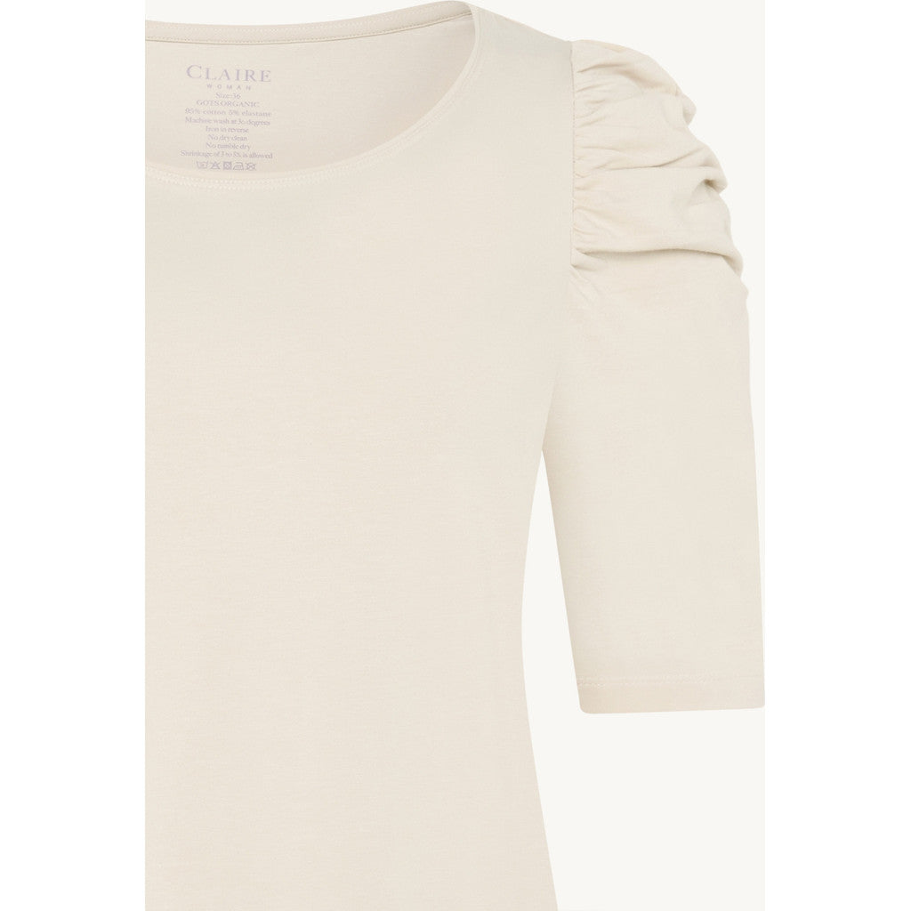 CLAIRE CWAdrienne draped T-Shirt T-shirt L/S 3261 Sand Stone