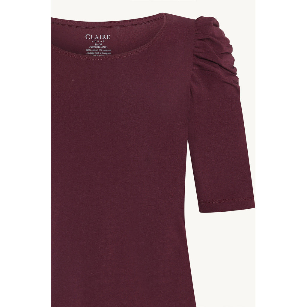 CLAIRE CWAdrienne draped T-Shirt T-shirt L/S 3748 Wineberry