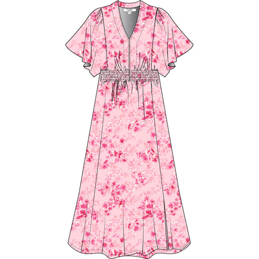 CLAIRE CWDanijela Faded Flowers Dresses 4318 Pink Tulle