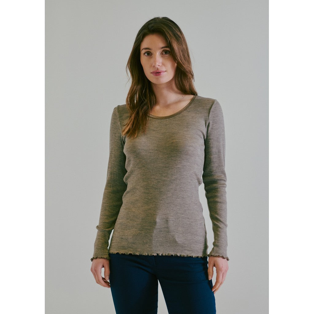 CLAIRE T-shirt CWAmber T-shirt L/S 13575 Taupe Melange